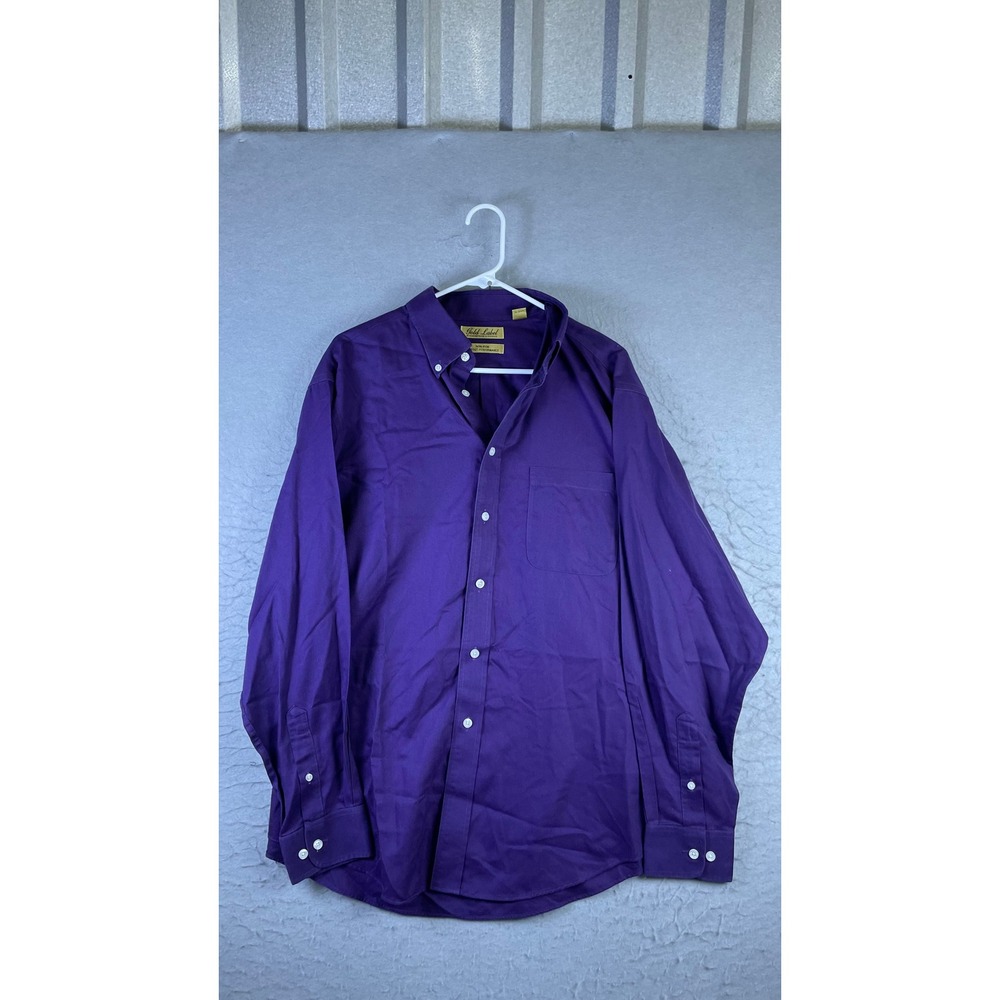 Roundtree & Yorke Gold Label Shirt Mens L Purple Excellent Non-Iron Cotton